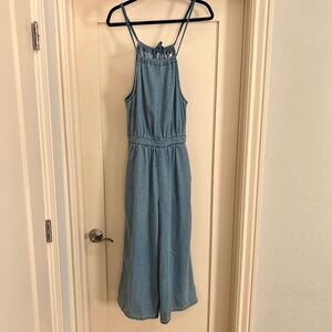 Glamorous Womens Chambray Halter Neck Wide Leg Jumpsuit Size XS